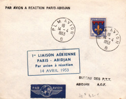 LETTRE / SCOTEM / Inauguration De La 1 ère Liaison Aérienne Par Avion A Réaction 1953 RARE PARIS ABIDJAN - 1927-1959 Gebraucht