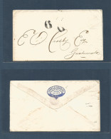 GUATEMALA. C. 1860s. Incoming Mail Charge. USA, NYC - Guatemala City. Multifkd Envelope + Taxed At Arrival (x2) "6 Reale - Guatemala