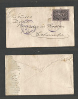 GUATEMALA. 1897 (19 July) San Felipe - Colombia. 2c Lilac Stationary Envelope. Fine. - Guatemala