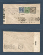 GUATEMALA. 1942 (6 Nov) TPO. Tiquisato - Bermuda, British Caribbe. Via Guatemala City (7 Nov) Multifkd Censor Env, Viole - Guatemala