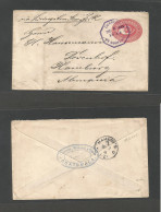 GUATEMALA. 1895 (Dic 5) GPO - Germany, Hamburg (30 Feb) 10c Rose Stationary Envelope. Guat City Octagonal Cds. + Long Tr - Guatemala