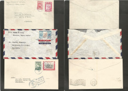 GUATEMALA. 1949-50s. TPO Usages. 3 Local Fkd Envelope With Diff Train Tpo Usages. Fine Opportunity. - Guatemala