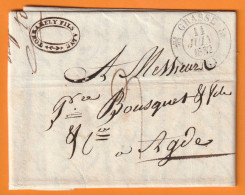 1832 -  Lettre Pliée De 2 P. De GRASSE, Cad Fleurons Simples (Alpes Maritimes) Vers AGDE (Hérault) - Dateur En Arrivée - 1801-1848: Precursors XIX