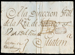 GUATEMALA. C.1810. Quezaltenango - Guatemala. Frente Real Factoria, Red Quezal / Tenango + 115 Reales Cargo, Modified To - Guatemala