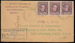 GUATEMALA. 1929. Coban / Alta Verapaz - USA. Registered Multifkd Env. Nice Cond. - Guatemala