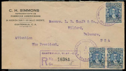 GUATEMALA. 1926. Guatemala - USA. Registered Fkd Env. VF. - Guatemala