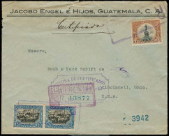 GUATEMALA. 1913. Guatemala - USA. Multifkd Env "R" Boxes Cacheted (xxx). Unusual. - Guatemala