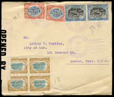 GUATEMALA. C.1917. Guat - USA. Multifkd (incl Block Of 4) Censored Env. - Guatemala