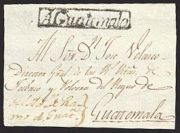 GUATEMALA. C.1800. Guatemala Local Usage. Colonial Front With Scarce "A Guatemala" Boxed (xxx/RR).VF. - Guatemala