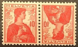 Schweiz Suisse 1909: Kehrdruck HELVETIA 10+10 Tête-bêche Zu K4 / Mi K6 ** Postfrisch MNH (Zu CHF 8.50) - Tête-bêche