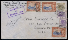 HONG KONG. 1941 (26 July). Victoria - USA. Airmail Multifkd Mixed Issues Env. Not Opened By Censor Cachet. VF. Vi AChina - Other & Unclassified