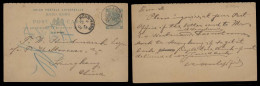 HONG KONG. 1901 (10 July). Hong Kong Reply Half Stat Card Used Back From Shanghai. Arrival Cds On Front (13 July) With C - Other & Unclassified