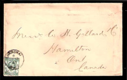 HONG KONG. 1907. Used In China. Shanghai - Canada. Env. Fkd. 2cts. Cds. Printed Matter Rate. Scarce + Dest. - Other & Unclassified