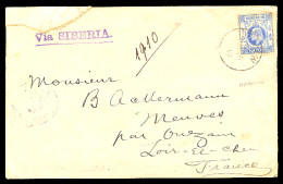 HONG KONG. 1910. USED AT CHINA. Hankow BPO - France. Via Siberia. Frkd Env 10c Cds. Arrival On Reverse. - Other & Unclassified