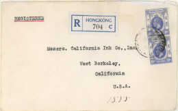 HONG KONG. 1925. Hong Kong To USA. Registered Franked Envelope Pair 10c Blue.F-VF. - Other & Unclassified