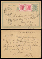 HONG KONG. 1894 (Dec 27). CHINA Treaty Port. Canton - USA. 1c Stat Card + 2c Adtls X2, Tied Cds BPO. Via Hong Kong (Dec  - Other & Unclassified