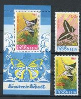 Indonesien 1284-1285, Block 65 A Postfrisch Schmetterling #GK019 - Indonesia