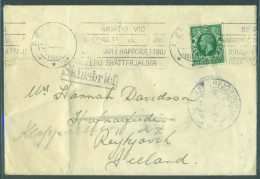 ICELAND. 1930. GB Franked Env Arriving By Ship / Skipsbrief + Cancelled At Reykjavik Fwded Locally With Hafna Rfjordur C - Sonstige & Ohne Zuordnung