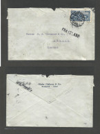 ICELAND. 1911 (14 Jan) Reykyakik - Germany, Lubeck. Simple 35 Aux Blue Fkd Envelope, Tied Copenhagen Cds + "FRA ISLAND"  - Sonstige & Ohne Zuordnung