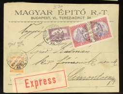 BUDAPEST 1924. Dekoratív I. Inflációs Expressz Levél Simontornyára - Storia Postale