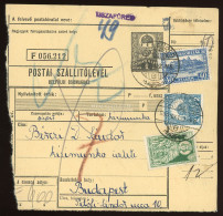TISZAFÜRED 1930. Csomagszállító, Ritka Vegyes Bérmentesítéssel - Lettres & Documents