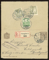 CEGLÉD 1918. Ajánlot Expressz, Kiegészített Zárt Díjjegyes Levlap Budapestre - Lettres & Documents