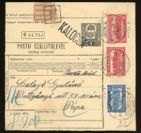 KALOCSA 1930. "terjedelmes" Csomagszállító Pápára - Cartas & Documentos