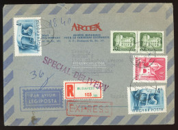 BUDAPEST 1960. Érdekes Expressz Ajánlott  Légi Levél Az USA-ba 8.40Ft - Briefe U. Dokumente