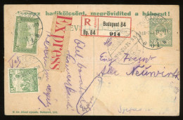 BUDAPEST 1918. Expressz Ajánlott Kiegészített Hadikölcsön Díjjegyes Levlap Ausztriába Küldve - Storia Postale