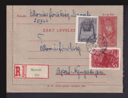 MARCALI 1944. Ajánlott, Kiegészített , Zárt Díjjegyes Levlap Budapestre - Lettres & Documents