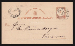 ZICHYFALVA 1878. Díjjegyes Levlap Szép Bélyegzéssel - Lettres & Documents