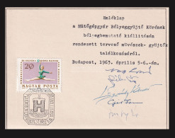 1963. Emléklap , Bélyegtervezők (közte Légrády) Aláírásaival - Lettres & Documents