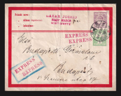 NAGYMAROS 1914. Expressz Kiagészített Ajánlott Díjjegyes Boríték Budapestre! - Lettres & Documents
