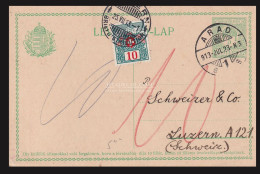 ARAD 1913. Díjjegyes Levlap Svájcba Küldve, Portózva - Postage Due