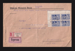 CEGLÉD 1930. Ajánlott Banklevél, Szent Imref ívszéli,  32f Négyestömbbel - Lettres & Documents