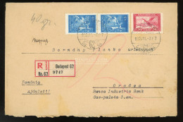 BUDAPEST 1932. Dekoratív, Ritka Vegyes Bérmenetesítésű Ajánlott Levél Romániába - Storia Postale