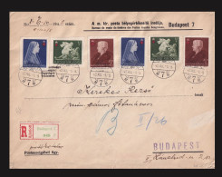 BUDAPEST 1942. Vöröskereszt II. Vágott és Fogazott Sor, Első Napi Ajánlott , Helyi Levélen! - Lettres & Documents