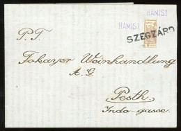 SZEKSZÁRD 1857. 6Kr Felezés, Hamisítás! Borkereskedői Nyomtatványon, "Hamis" Bélyegzéssel ( Visnyovszki, Hamisítás Gyűjt - Cartas & Documentos