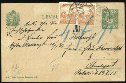 BUDAPEST 1918. Helyi Díjjegyes 8f-es Levlap, Szükség Portózással - Storia Postale