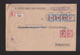 GYŐR 1921. Dekoratív Ajánlott Levél Hivatalos Bélyegekkel Budapestre - Storia Postale