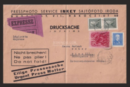 BUDAPEST 1938. Inkey Sajtófoto, Derokatív Expressz Nyomtatvány Bécsbe! - Briefe U. Dokumente