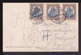 SZEKSZÁRD 1923. Képeslap, Madonna 3*50K Budapestre - Covers & Documents