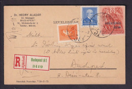 BUDAPEST, 1938. Helyi Ajánlott Levlap Dr Hedry Aladár Közjegyző - Lettres & Documents