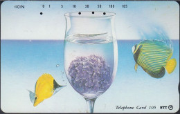 Japan  291-024  Glas With Flowers - Fish Under Water - Japon