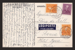 BUDAPEST 1933. Légi Képeslap Rómába Küldve - Cartas & Documentos