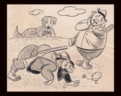 CICÁK / SZABAD SZÁJ KARIKATÚRA Gyűjtemény 1946-51 .A Lapban Megjelent ) Réber Eredeti Szignós Tusrajz, Hátoldali Bélyegz - Non Classificati