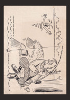 SZABAD SZÁJ KARIKATÚRA Gyűjtemény 1946-51 .A Lapban Megjelent  Eredeti Szignós Tusrajz, Hátoldali Bélyegzéssel, 21*15 Cm - Unclassified