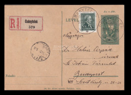 CSÁNYTELEK 1935. Ajánlott Kiegészített Díjjegyes Levlap Budapestre - Lettres & Documents