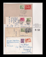 1954-56. Vegyes Bérmentesítésű 20f-es Levlapok 8+12f Kombinációkkal  ( Visnyovszki 8f és 12f-es Kiállítási Anyagból ) - Covers & Documents