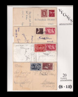 1948-50 . Vegyes Bérmentesítésű 20f-es Levlapok 8+12f Kombinációkkal  ( Visnyovszki 8f és 12f-es Kiállítási Anyagból ) - Lettres & Documents